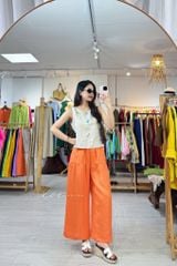 Quần 1 tầng suông lưng thun linen tưng premium Cói Design