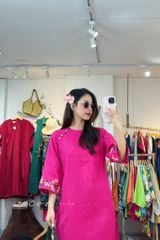 Áo dài thêu tay Song Hoa Linen tưng premium Cói Design