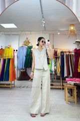 Áo sát nách vạt chéo nút lệch linen tưng premium Cói Design