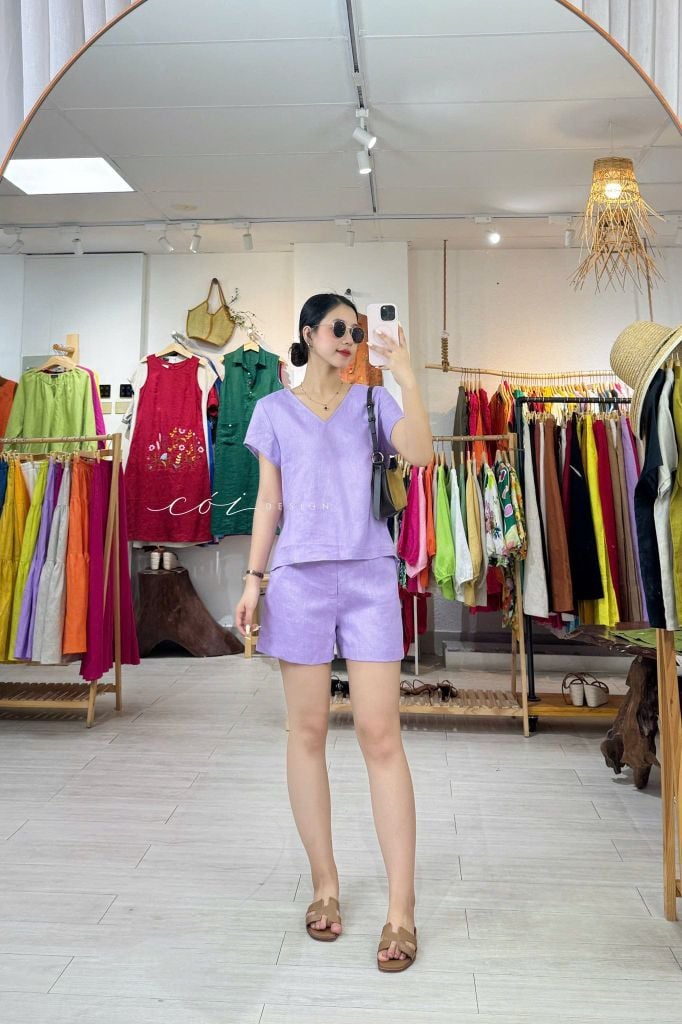 Áo xoắn lưng linen tưng premium Cói Design