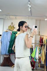 Áo sát nách vạt chéo nút lệch linen tưng premium Cói Design