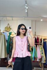 Áo sát nách lai bèo 2 bên linen tưng premium Cói Design