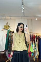 Áo sát nách lai bèo 2 bên linen tưng premium Cói Design