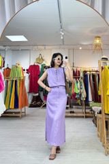 Áo sát nách xếp ly cổ trụ linen tưng premium Cói Design