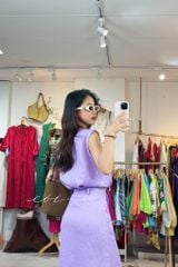 Áo sát nách xếp ly cổ trụ linen tưng premium Cói Design