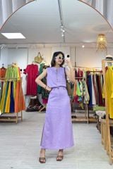 Áo sát nách xếp ly cổ trụ linen tưng premium Cói Design