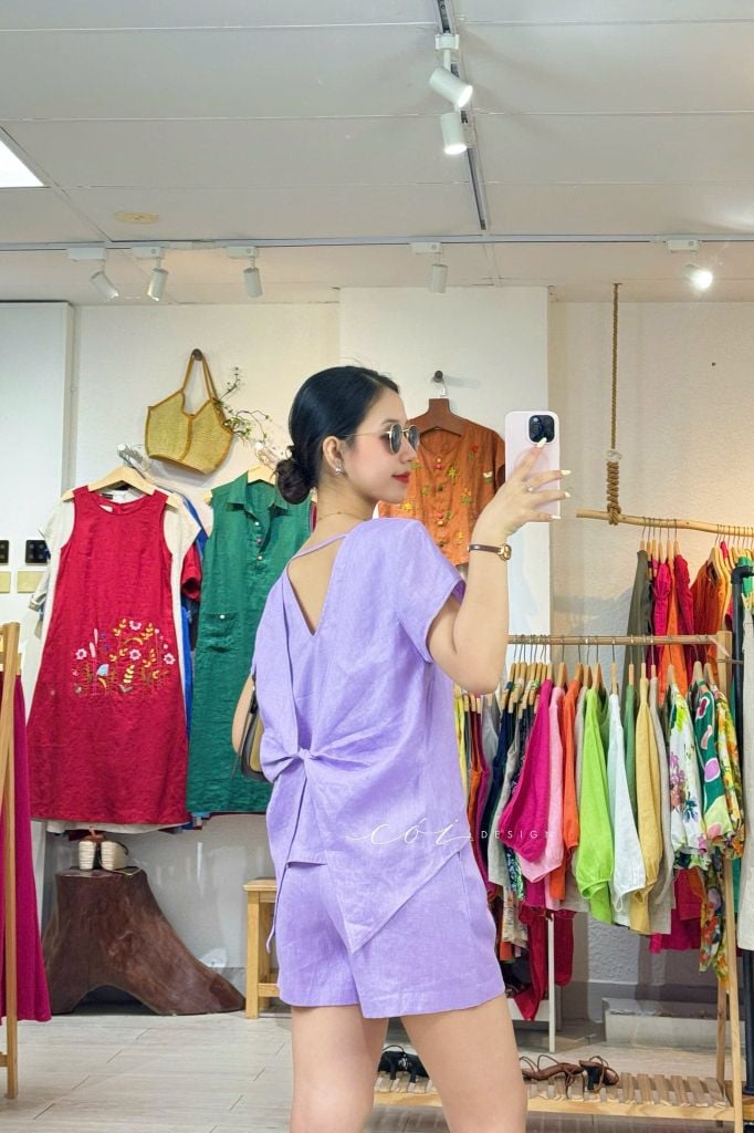 Áo xoắn lưng linen tưng premium Cói Design