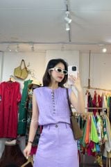 Áo sát nách xếp ly cổ trụ linen tưng premium Cói Design