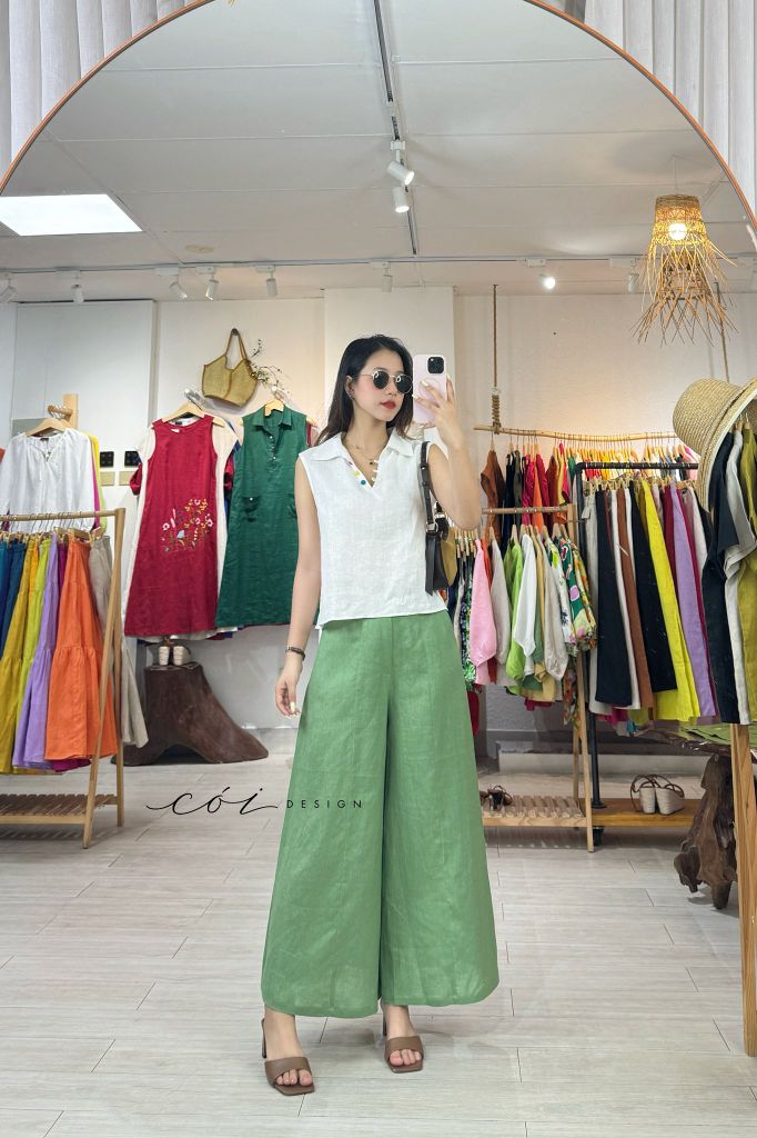 Quần 8 mảnh form váy linen tưng premium Cói Design