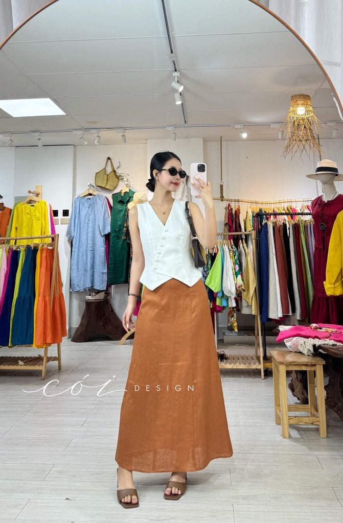 Chân váy 7 mảnh linen tưng premium Cói Design