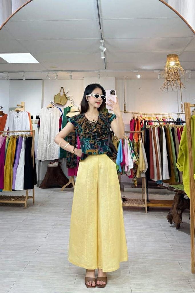 Áo cổ phối bèo linen tưng premium Cói Design