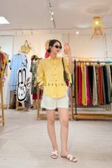 Áo sơ mi form suông phối nút lưng linen tưng premium Cói Design