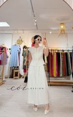 Chân váy dáng dài 1 tầng linen tưng premium Cói Design