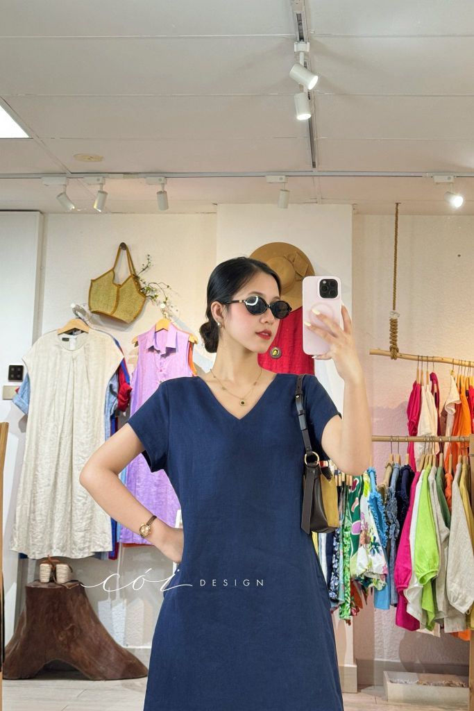 Đầm suông xoắn lưng linen tưng premium Cói Design