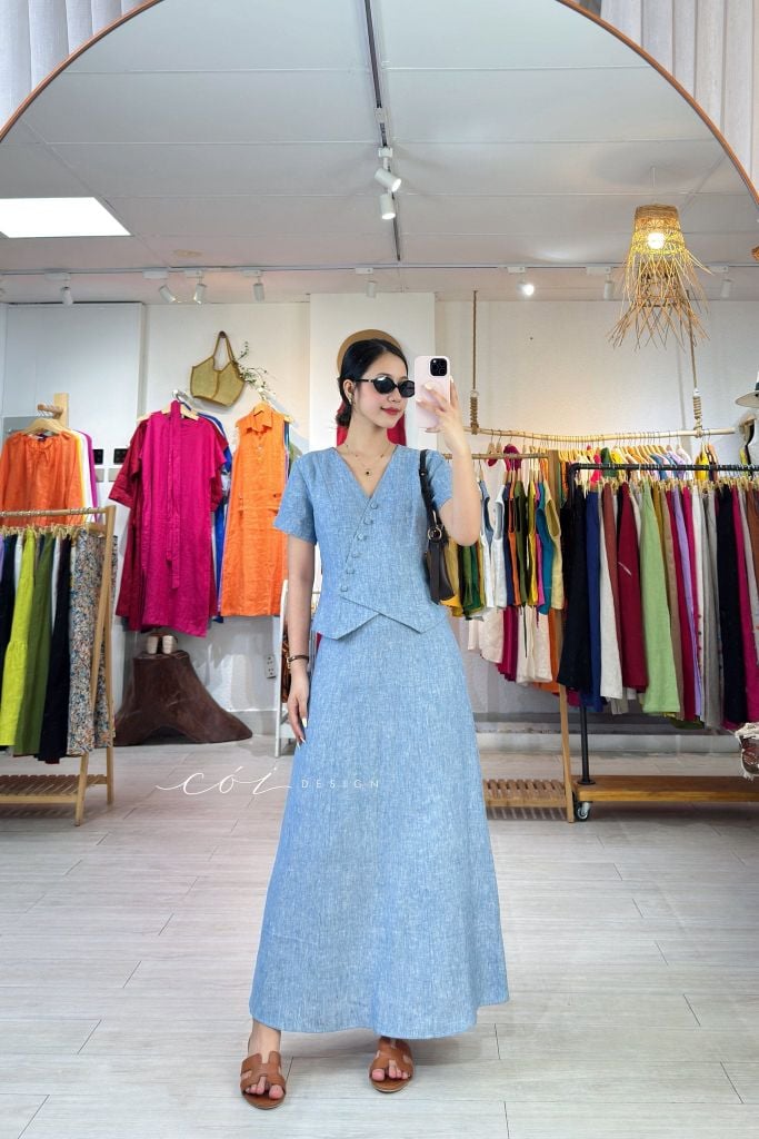 Chân váy 7 mảnh linen tưng premium Cói Design