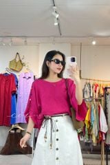 Chân váy cách điệu 2 túi nút dừa linen tưng premium Cói Design