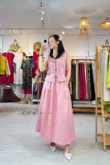 Chân váy dáng dài 1 tầng linen tưng premium Cói Design
