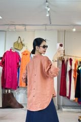 Áo sơ mi form suông phối nút lưng linen tưng premium Cói Design
