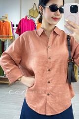 Áo sơ mi form suông phối nút lưng linen tưng premium Cói Design