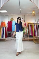 Áo cổ tròn phối nơ linen tưng premium Cói Design