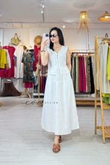 Chân váy dáng dài 1 tầng linen tưng premium Cói Design