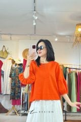 Áo cổ tròn tay nhún lồng đèn linen tưng premium Cói Design