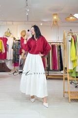 Áo cổ trụ 19 nút bọc màu Linen tưng premium Cói Design