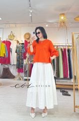 Áo cổ tròn tay nhún lồng đèn linen tưng premium Cói Design
