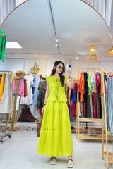 Áo cổ tròn phối nơ linen tưng premium Cói Design