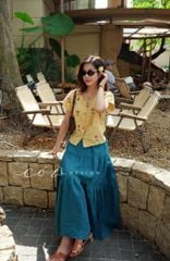 Áo thêu hoa ô vuông linen tưng premium Cói Design