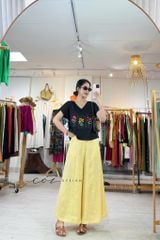 Áo thêu 3 ô linen tưng premium Cói Design