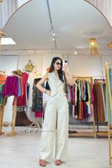 Quần suông phối nút linen tưng premium Cói Design