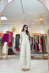 Quần suông phối nút linen tưng premium Cói Design