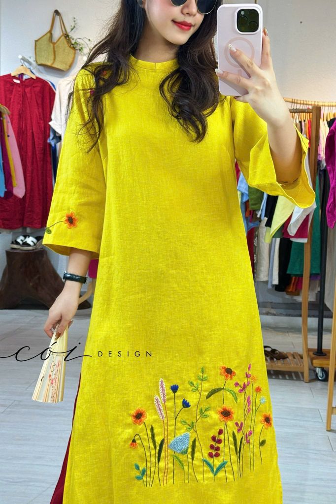 Áo dài Hoa Tường Vi Cói Design