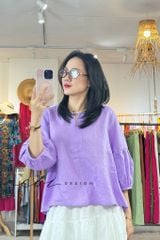 Áo cổ tròn tay nhún lồng đèn linen tưng premium Cói Design