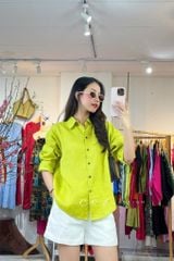 Áo sơ mi form suông phối nút lưng linen tưng premium Cói Design