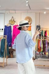 Áo cổ sơ mi 3 nút tay dài linen tưng premium Cói Design