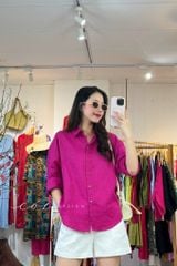 Áo sơ mi form suông phối nút lưng linen tưng premium Cói Design