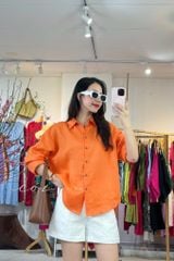Áo sơ mi form suông phối nút lưng linen tưng premium Cói Design