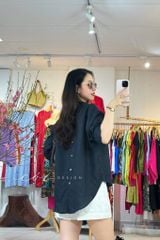 Áo sơ mi form suông phối nút lưng linen tưng premium Cói Design