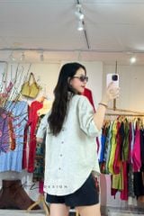 Áo sơ mi form suông phối nút lưng linen tưng premium Cói Design