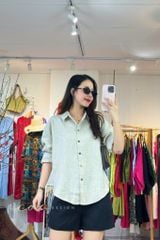 Áo sơ mi form suông phối nút lưng linen tưng premium Cói Design