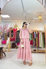 Áo bèo cổ tròn nút bọc linen tưng premium Cói Design