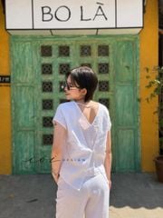 Áo xoắn lưng linen tưng premium Cói Design