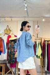 Áo cổ sơ mi 3 nút tay dài linen tưng premium Cói Design