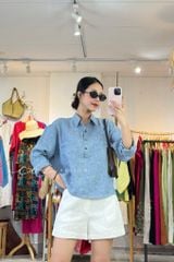 Áo cổ sơ mi 3 nút tay dài linen tưng premium Cói Design