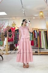 Áo bèo cổ tròn nút bọc linen tưng premium Cói Design