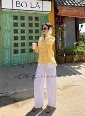 Áo sơ mi form suông phối nút lưng linen tưng premium Cói Design