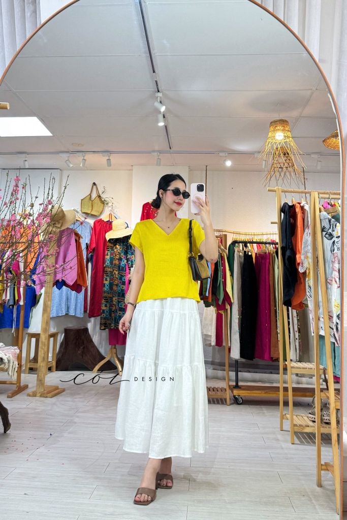 Áo xoắn lưng linen tưng premium Cói Design