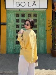 Áo sơ mi form suông phối nút lưng linen tưng premium Cói Design